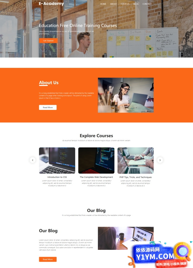 在线教育培训课程响应式网站源码 html5模板插图