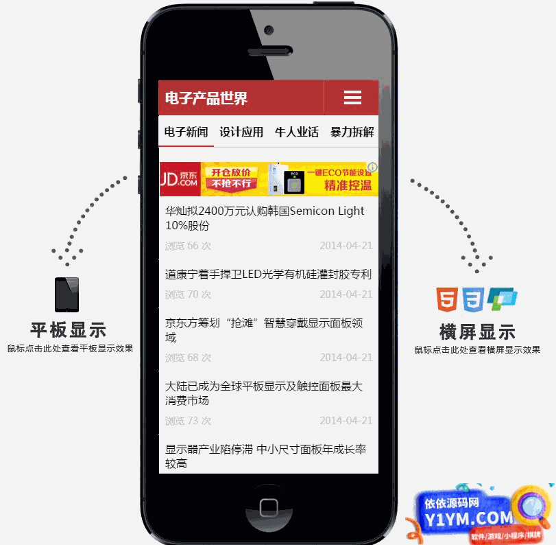 简单行业网站手机版仿电子产品世界触屏版手机插图