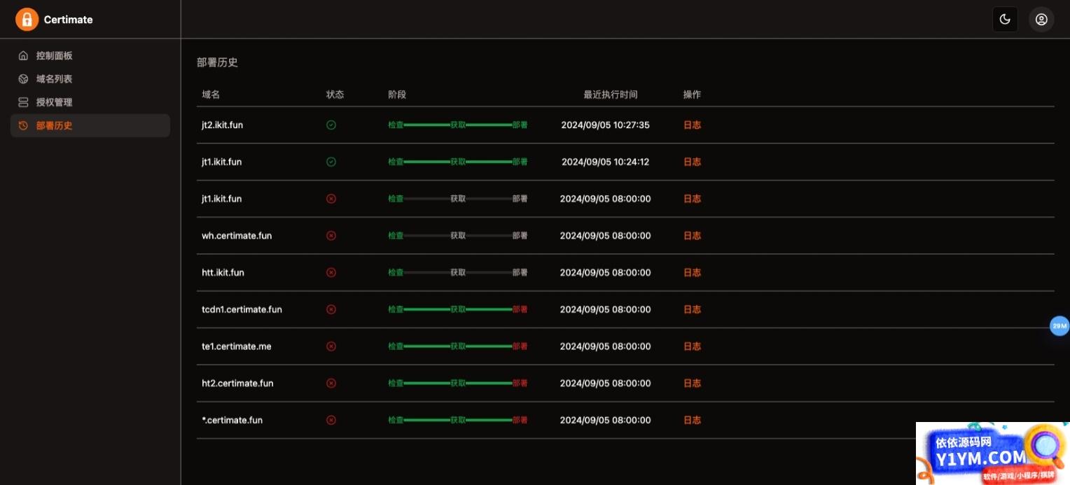 SSL证书管理系统工具网站源码，自动申请、部署SSL证书，并在证书即将过期时自动续期插图